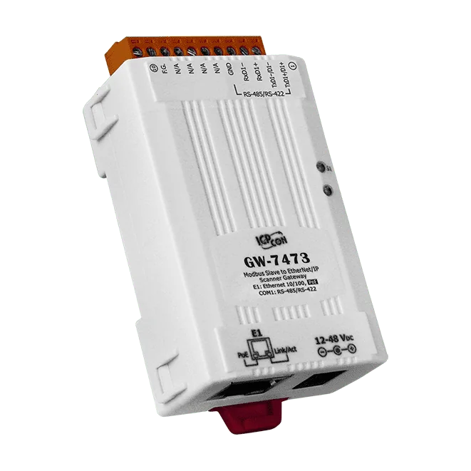 GW-7473 Modbus Slave to EtherNet/IP Scanner Gateway with PoE and RS-422/485