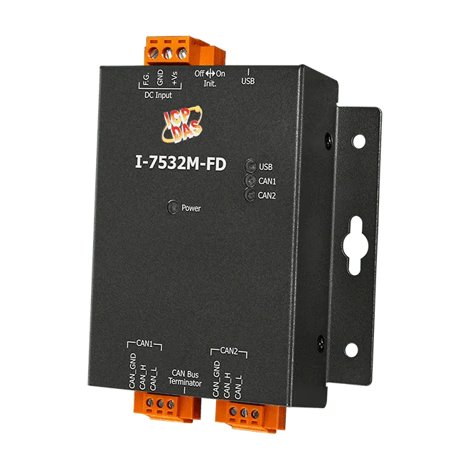 I-7532M-FD 2-Port CAN/CAN FD Bridge with CAN-to-CAN FD Message Transformation