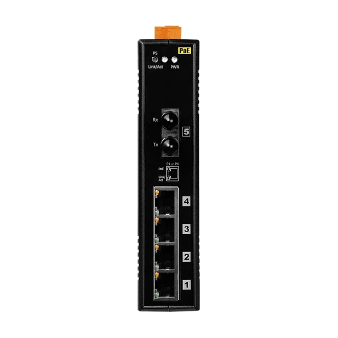NS-205PFT-24V PoE Ethernet Switch, 4-port PSE + 1 Multi-mode Fibre Port