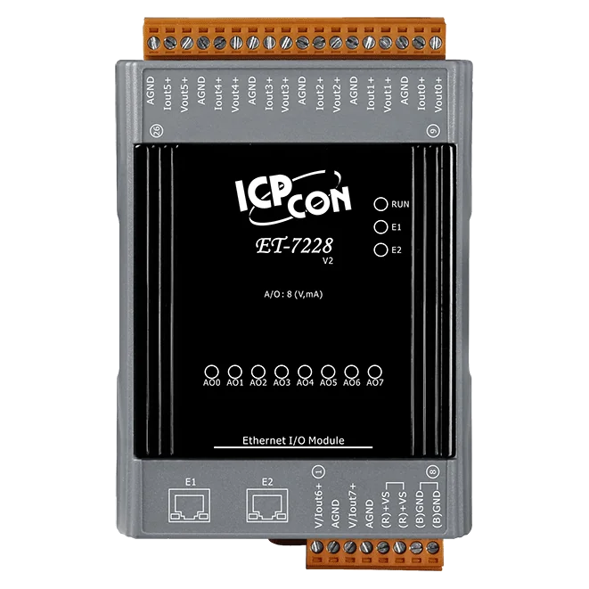 ET-7228 Ethernet I/O Module, 8-ch Analog Output with 2-port Switch