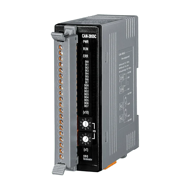 CAN-2055C CANopen Slave I/O Module, 8-ch Isolated DI and 8-ch PNP DO