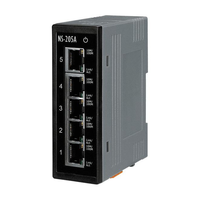 NS-205A Unmanaged 5-Port Industrial Ethernet Switch, +12 to +56 VDC