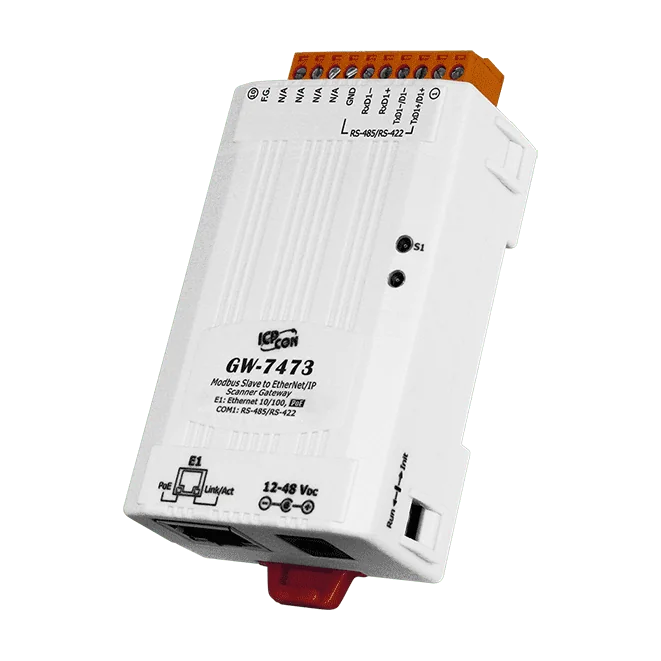 GW-7473 Modbus Slave to EtherNet/IP Scanner Gateway with PoE and RS-422/485