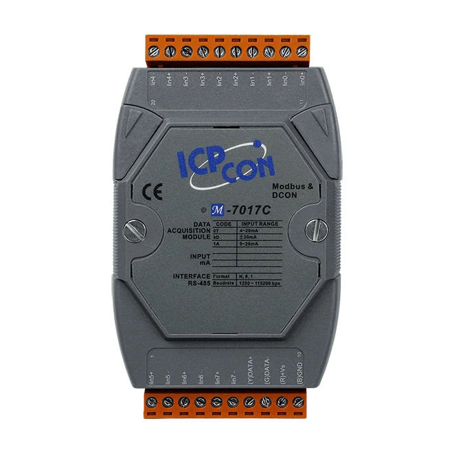 M-7017C-G 8-ch Current Input Module, DCON and Modbus RTU (Gray Cover)