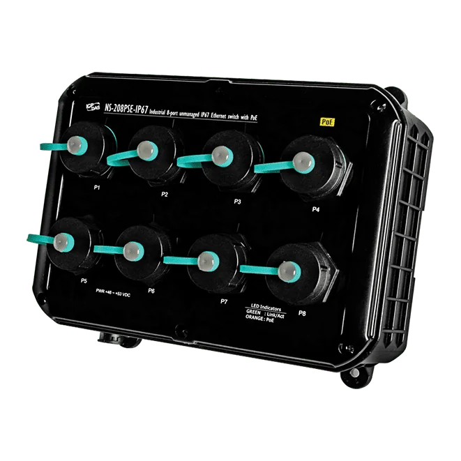 NS-208PSE-IP67 IP67 Unmanaged PoE PSE Ethernet Switch, 8 x 10/100M Ports