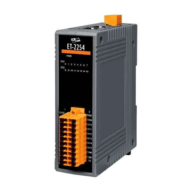 ET-2254 Ethernet I/O Module, 16-ch Universal DIO with 2-port Switch