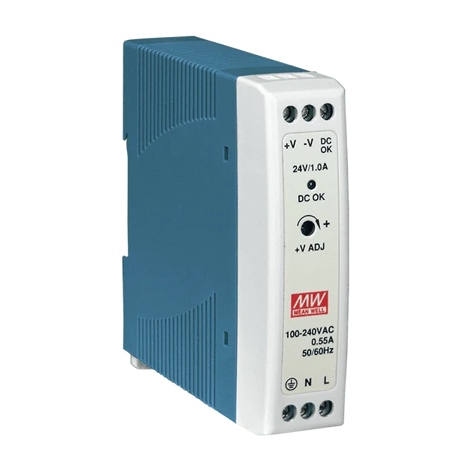 MDR-20-24 DIN-Rail Power Supply, 85~264 VAC to 24 VDC/1 A, 24 W
