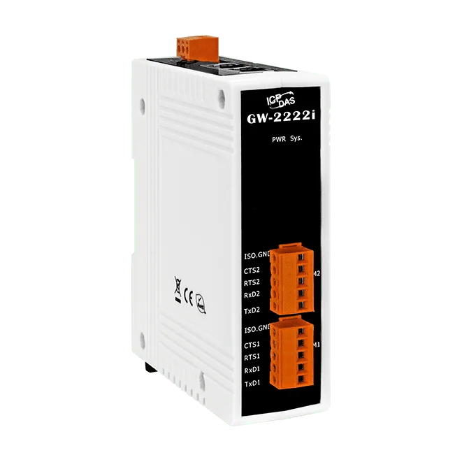 GW-2222i Modbus TCP to RTU/ASCII Gateway with 2-port Isolated RS-232