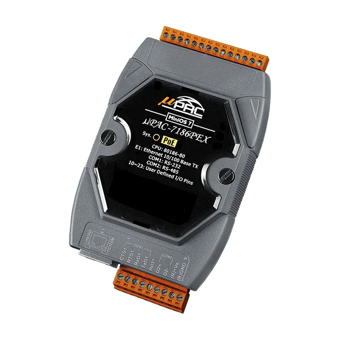 uPAC-7186PEX-G PoE Ethernet PAC with 80 MHz 80186 CPU and MiniOS7