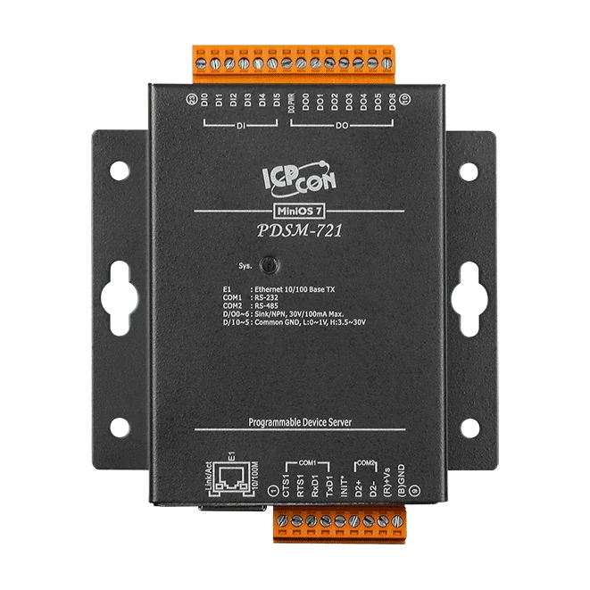 PDSM-721 Metal Serial-to-Ethernet Device Server, RS-232/RS-485, 6 DI/7 DO
