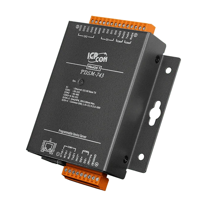 PDSM-743 Serial-to-Ethernet Device Server, 3x RS-232 and 1x RS-485, Metal Case