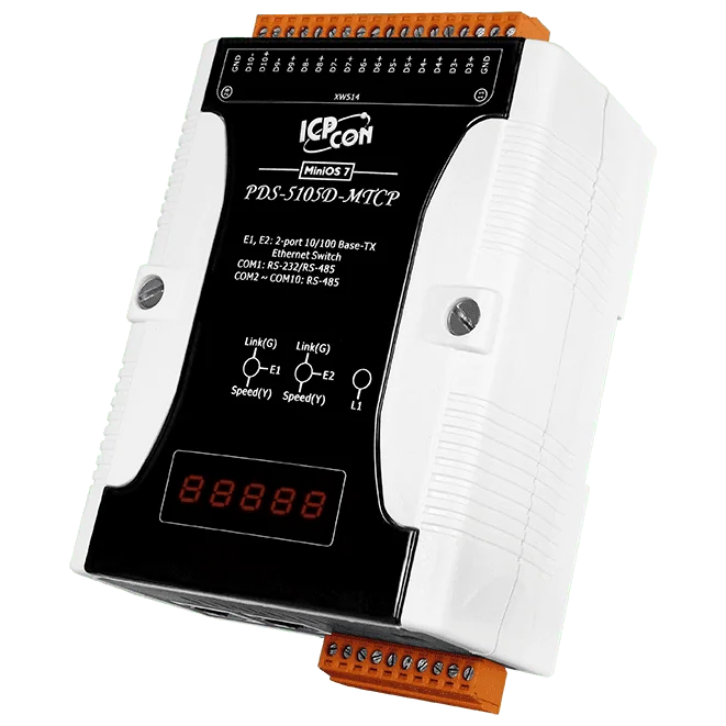 PDS-5105D-MTCP Serial-to-Ethernet Device Server, 10x RS-485, Modbus TCP Gateway