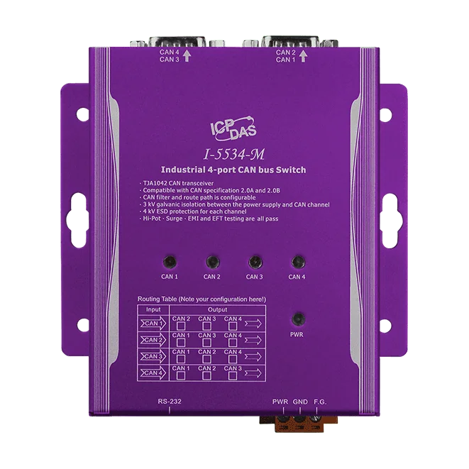 I-5534-M 4-Port CAN Bus Switch, Isolated, Metal Case