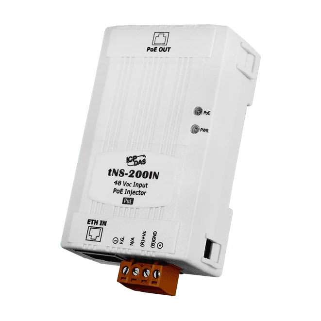 tNS-200IN PoE Injector, 1-Port 15.4 W, 10/100Base-TX, DIN-Rail