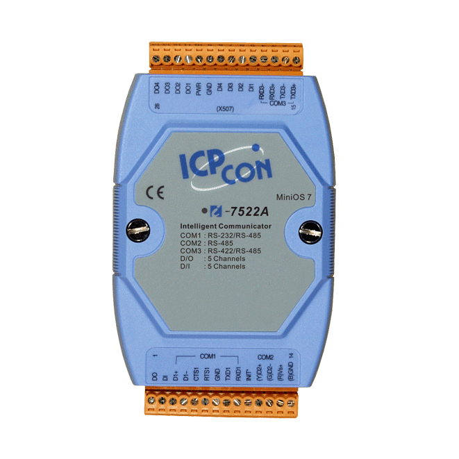 I-7522A Addressable RS-485 to RS-232/422/485 Converter with 5 DI/5 DO