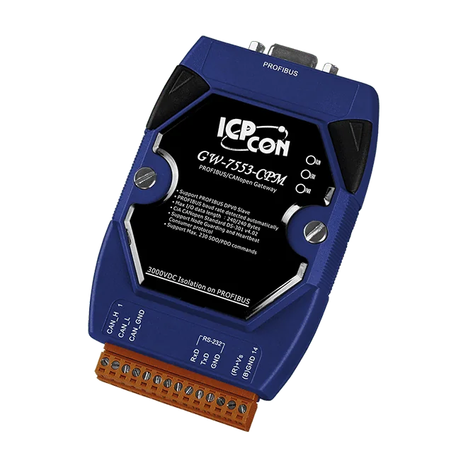 GW-7553-CPM PROFIBUS DP to CANopen Gateway, Plastic Case
