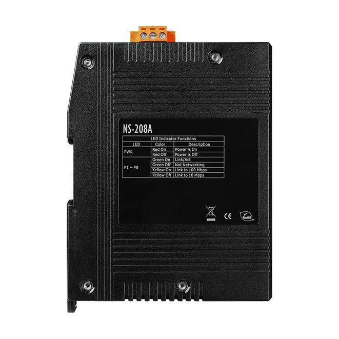 NS-208A Unmanaged 8-Port Industrial 10/100 Mbps Ethernet Switch