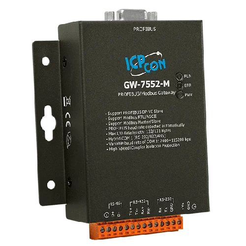 GW-7552-M PROFIBUS DP-V0 Slave to Modbus RTU/ASCII Gateway, Metal Case