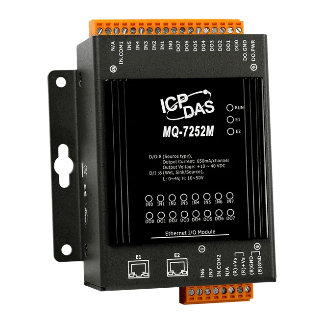 MQ-7252M MQTT Ethernet I/O Module, 2-port Switch, 8-ch DI and 8-ch DO