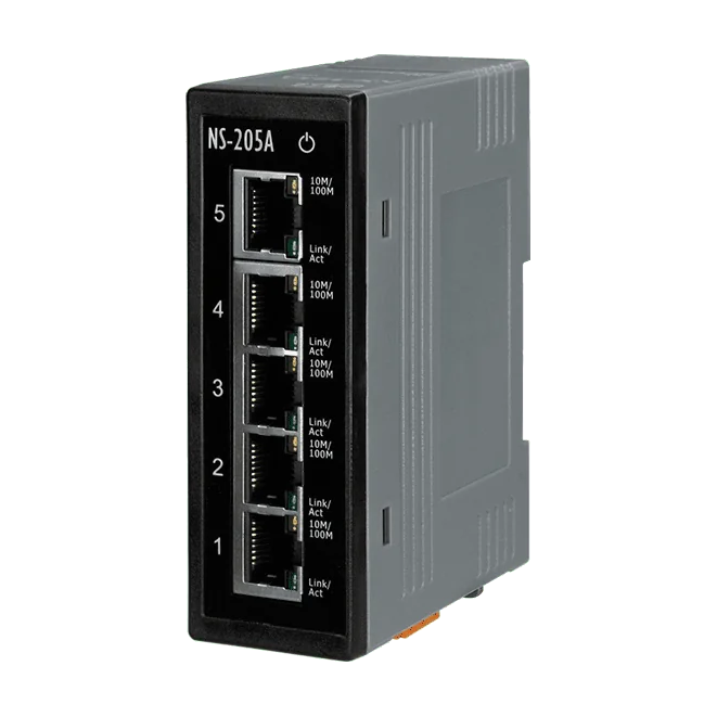 NS-205A Unmanaged 5-Port Industrial Ethernet Switch, +12 to +56 VDC