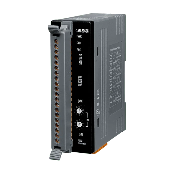 CAN-2060C CANopen Slave Module, 4-ch Isolated DI and 4-ch Relay Output