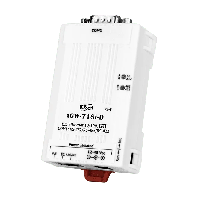 tGW-718i-D Modbus TCP to RTU/ASCII Gateway, 1-port RS-232/422/485, PoE