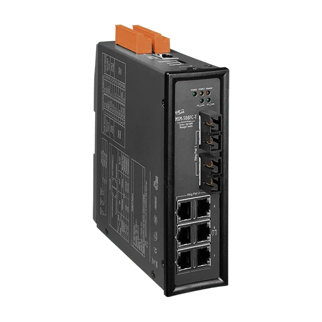 MSM-508FC-T 8-port Layer 2 Managed Ethernet Switch, 2-Fiber SC Multi-mode