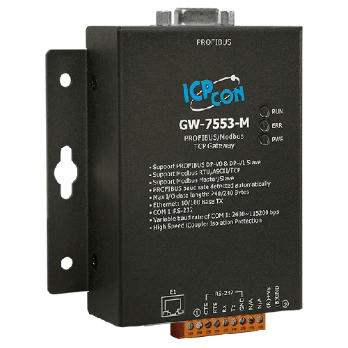 GW-7553-M PROFIBUS DP to Modbus TCP Gateway, Metal Case