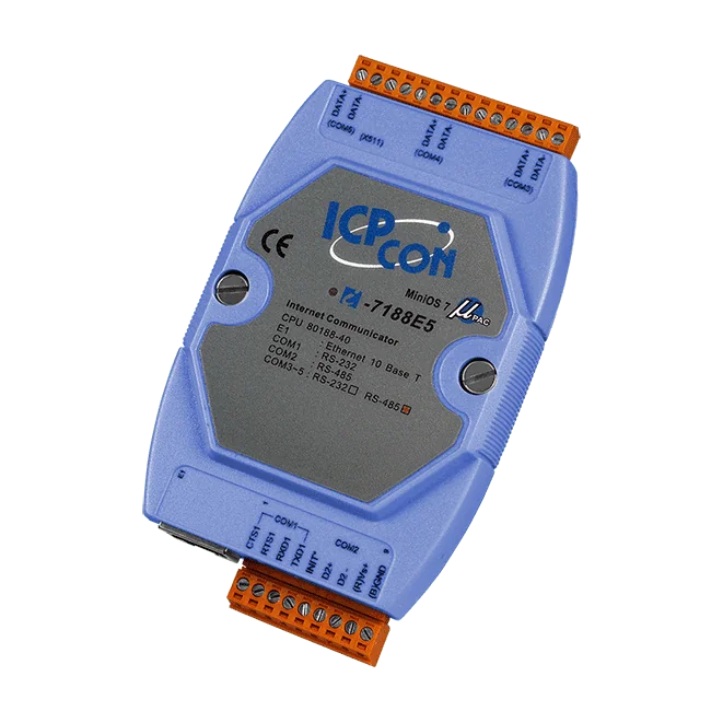 I-7188E5-485 Programmable Ethernet to Serial Converter, 1x RS-232 + 4x RS-485