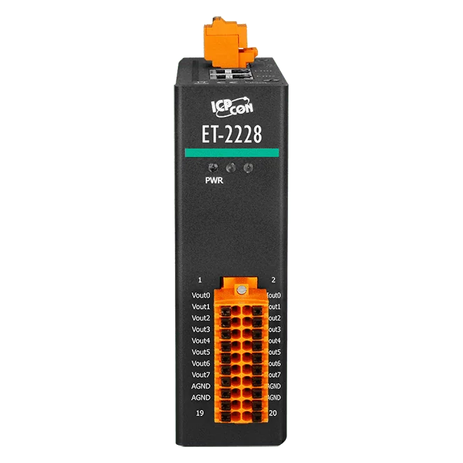 ET-2228 Ethernet I/O Module, 8-ch Analog Output with 2-port Switch