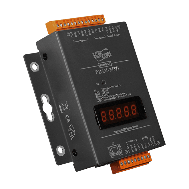 PDSM-743D Serial-to-Ethernet Device Server, 3x RS-232 + 1x RS-485, 4 DI/4 DO