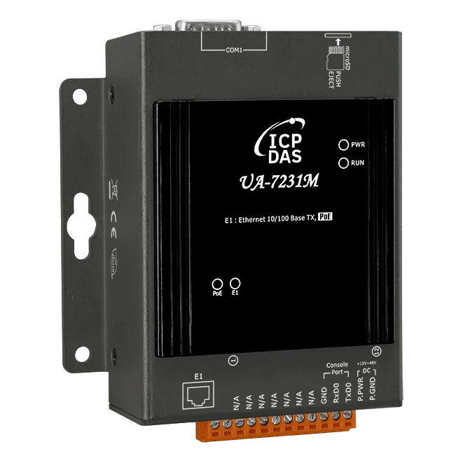 UA-7231M IIoT Communication Server, 1 PoE Ethernet Port, OPC UA/MQTT