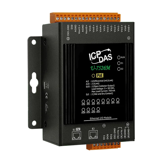 U-7526M OPC UA I/O Module with PoE and 2-port Ethernet Switch