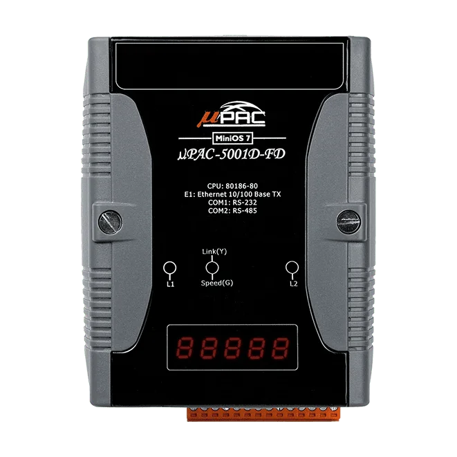uPAC-5001D-FD Ethernet PAC, 80186-80 CPU, MiniOS7, 256 MB NAND Flash