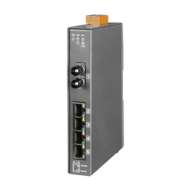 NSM-205AFT-T Unmanaged Ethernet Switch, 4-port 10/100 + 1 Multi-Mode ST Fibre