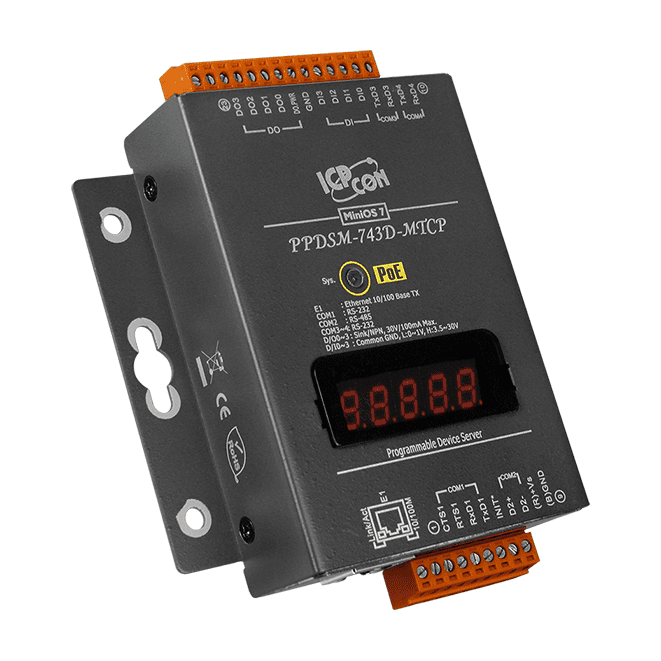 PPDSM-743D-MTCP Programmable Device Server, 3x RS-232 + 1x RS-485, PoE