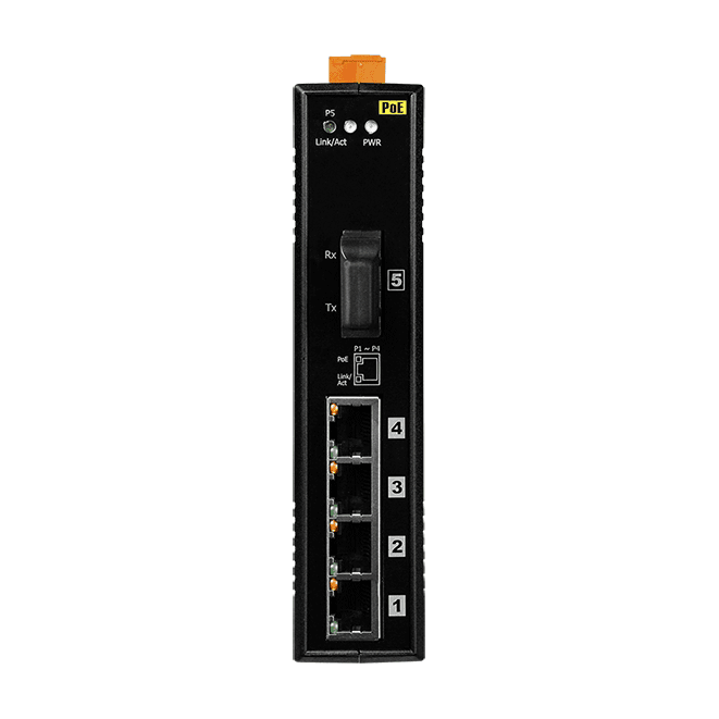 NS-205PFCS-60-24V PoE Switch, 4-port PSE + 1 SC Single-Mode 60 km Fiber