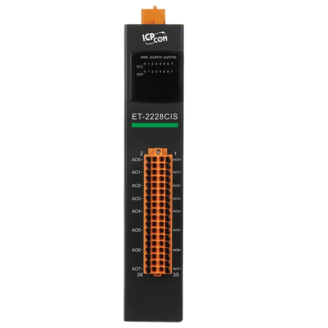ET-2228CIS Ethernet I/O Module, 8-ch Analog Output with 2-port Switch