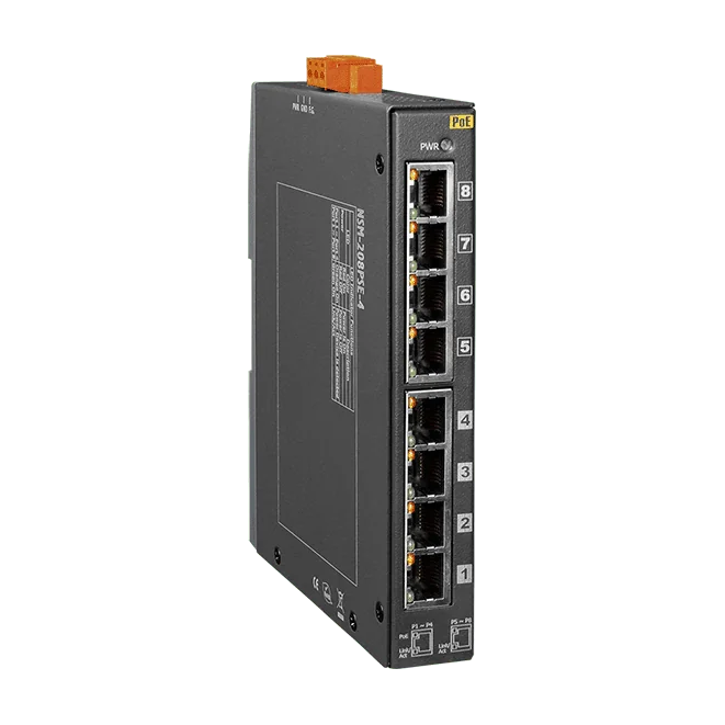NSM-208PSE-4 8-port Unmanaged PoE Industrial Ethernet Switch, 4 PSE Ports