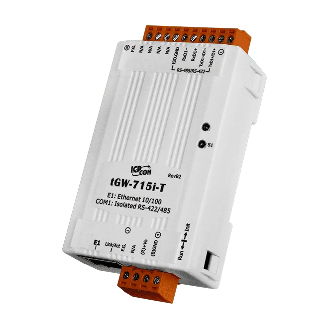 tGW-715i-T Tiny Modbus TCP to RTU/ASCII Gateway, 1-port RS-422/485