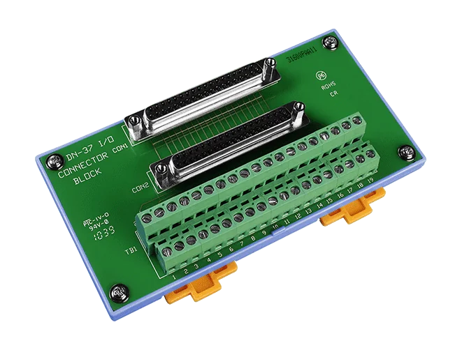 DN-37 DB37 to Screw Terminal Board, 5.08 mm Pitch, DIN-Rail