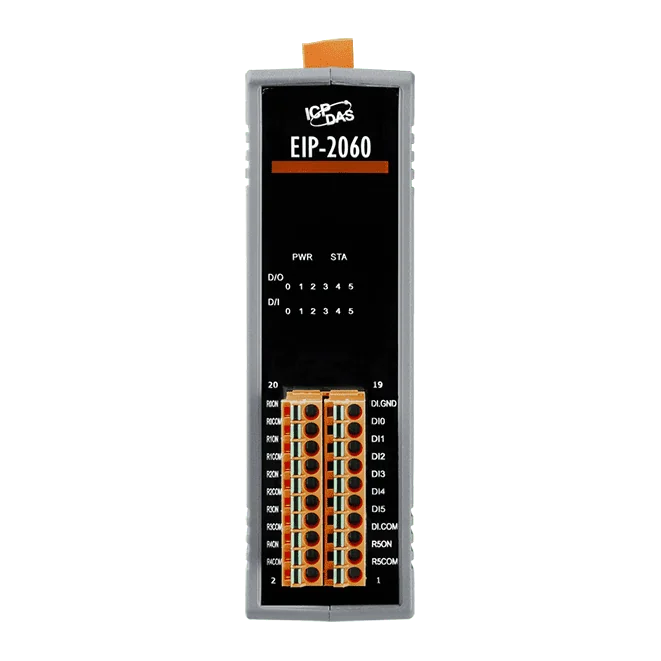 EIP-2060 EtherNet/IP Remote I/O Module, 6-ch DI and 6-ch Relay Output