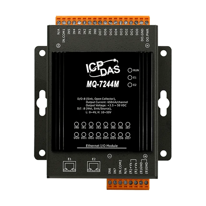 MQ-7244M MQTT I/O Module with 2-port Ethernet Switch, 8-ch DI and 8-ch DO