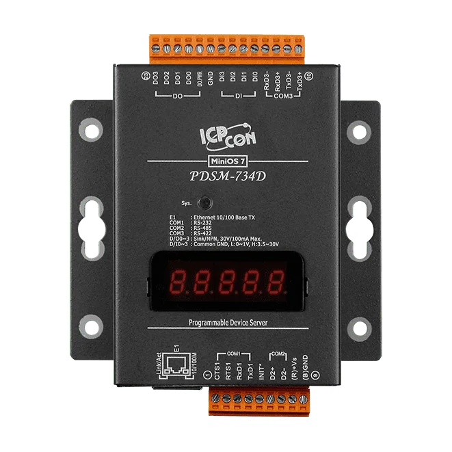 PDSM-734D Serial-to-Ethernet Device Server, 3 Serial Ports, 4x DI/4x DO