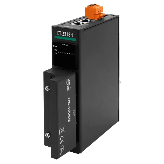 ET-2218H/S1 Ethernet I/O Module with 2-port Ethernet Switch, 8-ch High Speed Thermocouple Input, 100 S/s