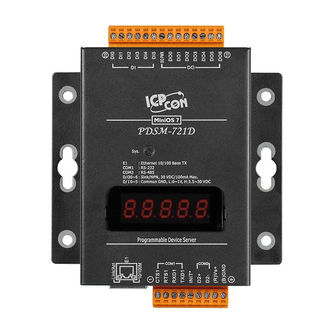 PDSM-721D Programmable Serial-to-Ethernet Device Server, 6 DI / 7 DO, Metal