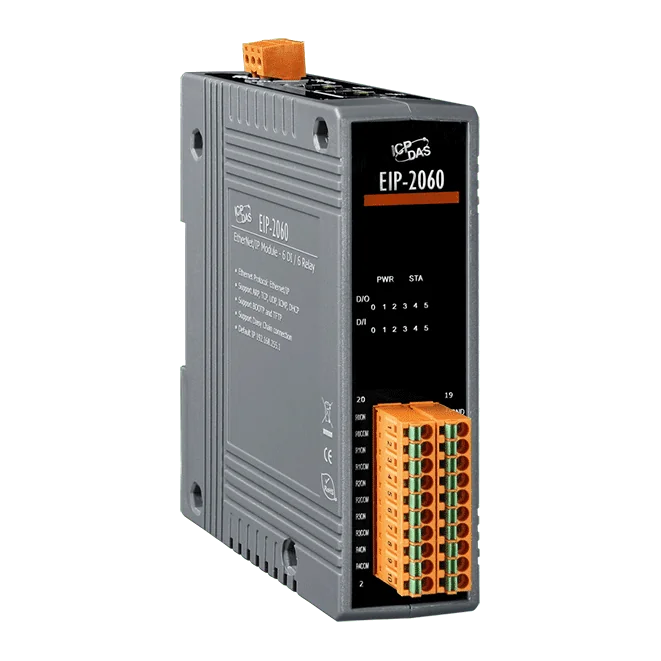 EIP-2060 EtherNet/IP Remote I/O Module, 6-ch DI and 6-ch Relay Output