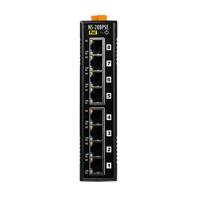 NS-208PSE 8-Port Unmanaged PoE Industrial Ethernet Switch (PSE)