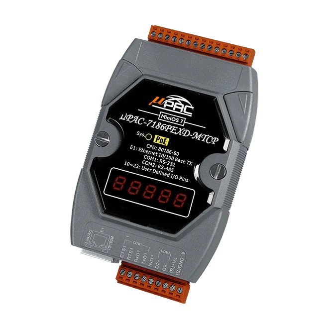 uPAC-7186PEXD-MTCP-G Palm-Sized Modbus TCP to RTU Gateway with PoE