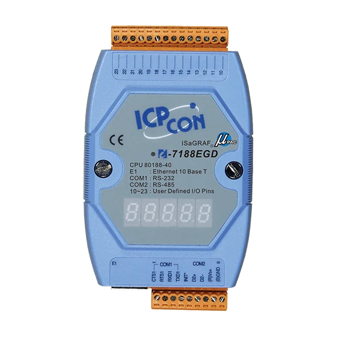 I-7188EGD ISaGRAF Palm-sized Ethernet PAC with 5-digit 7-segment Display